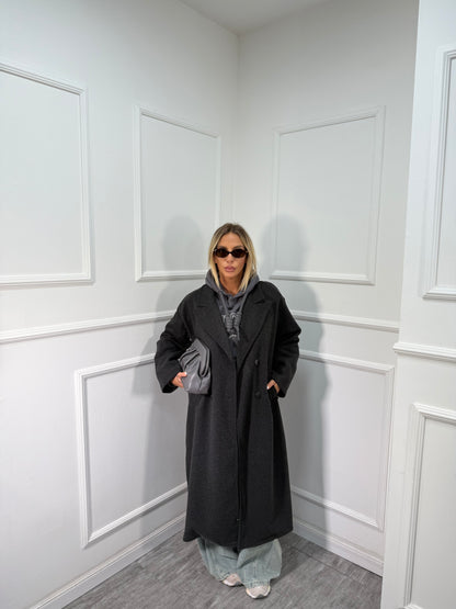 Cappotto oversize lana cotta New Yorker grigio antracite 88793