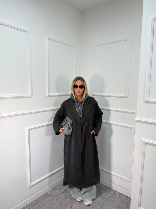 Cappotto oversize lana cotta New Yorker grigio antracite 88793