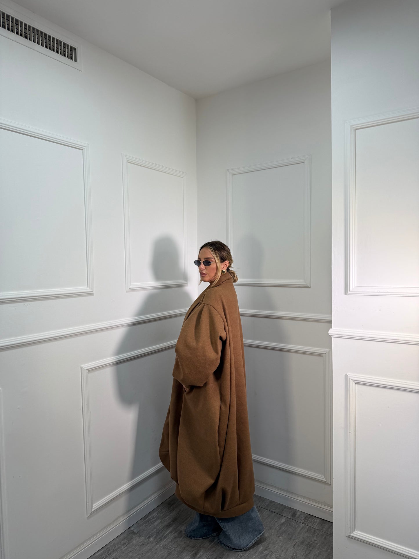 Cappotto balloon in panno Times Square camel 6779