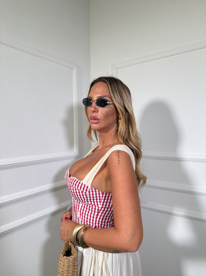 Bustier a quadretti Selin rosso