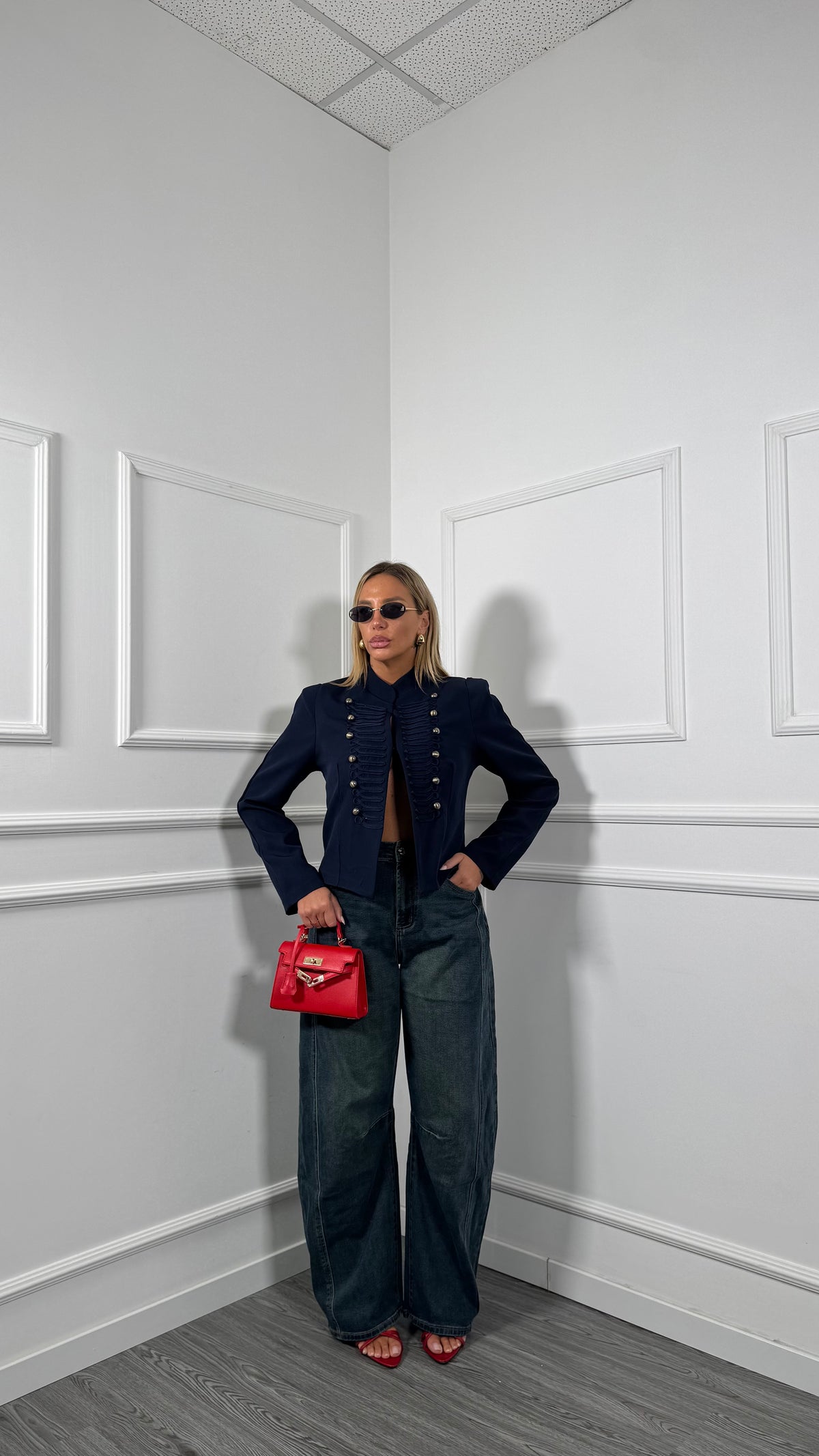 Jeans palazzo balloon lavaggio scuro f32261