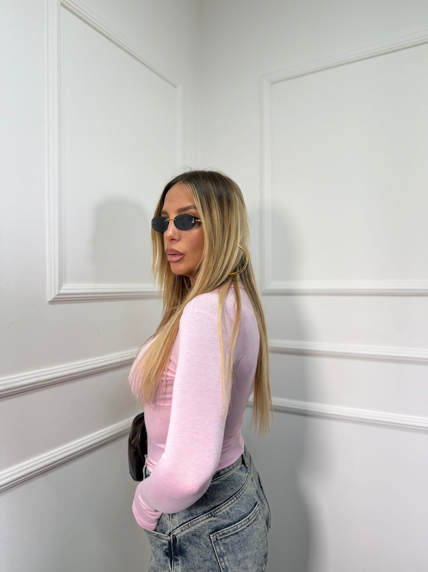 Shirt semi velata con bottoncini e manica a guanto Life rosa barbie 25780