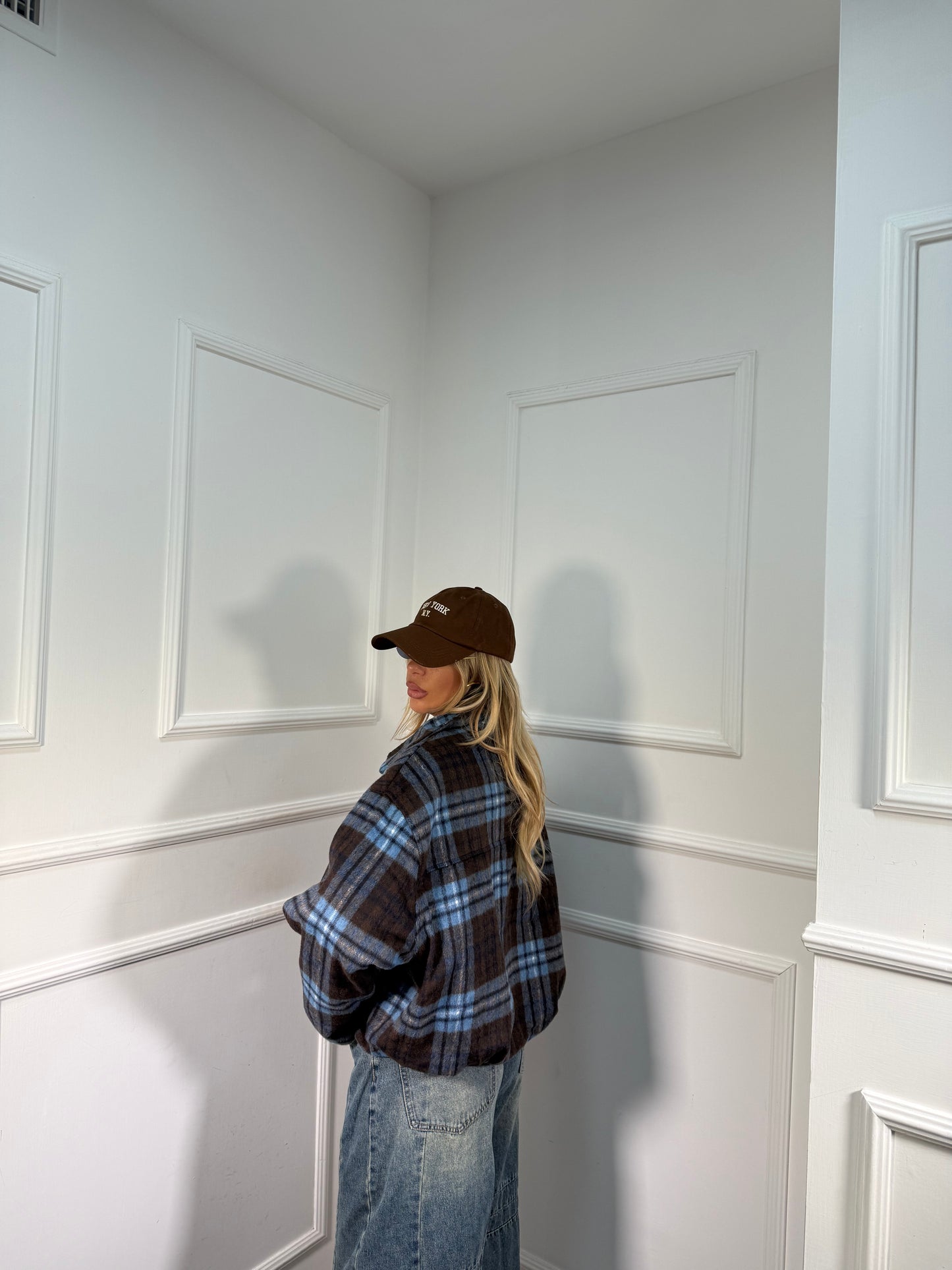 Bomber lana cotta scozzese Helsinki cacao/azzurro mf2707