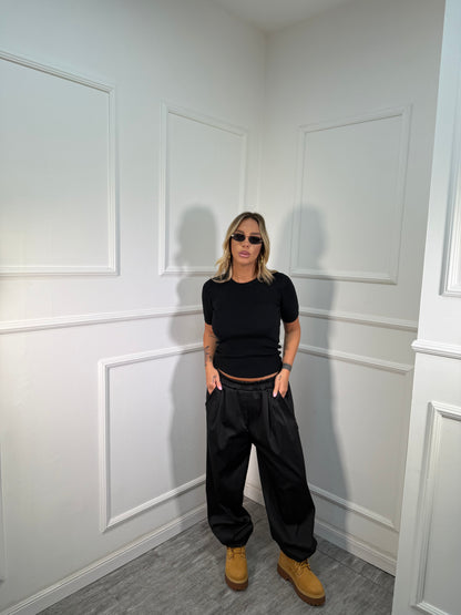 Pantaloni balloon tessuto tecnico nero 3738