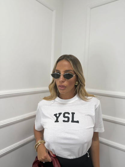 T-shirt in cotone YSL bianca