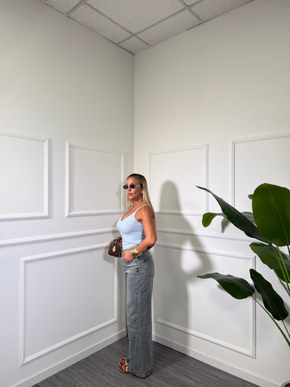Jeans baggy wide leg lavaggio sabbiato ly150