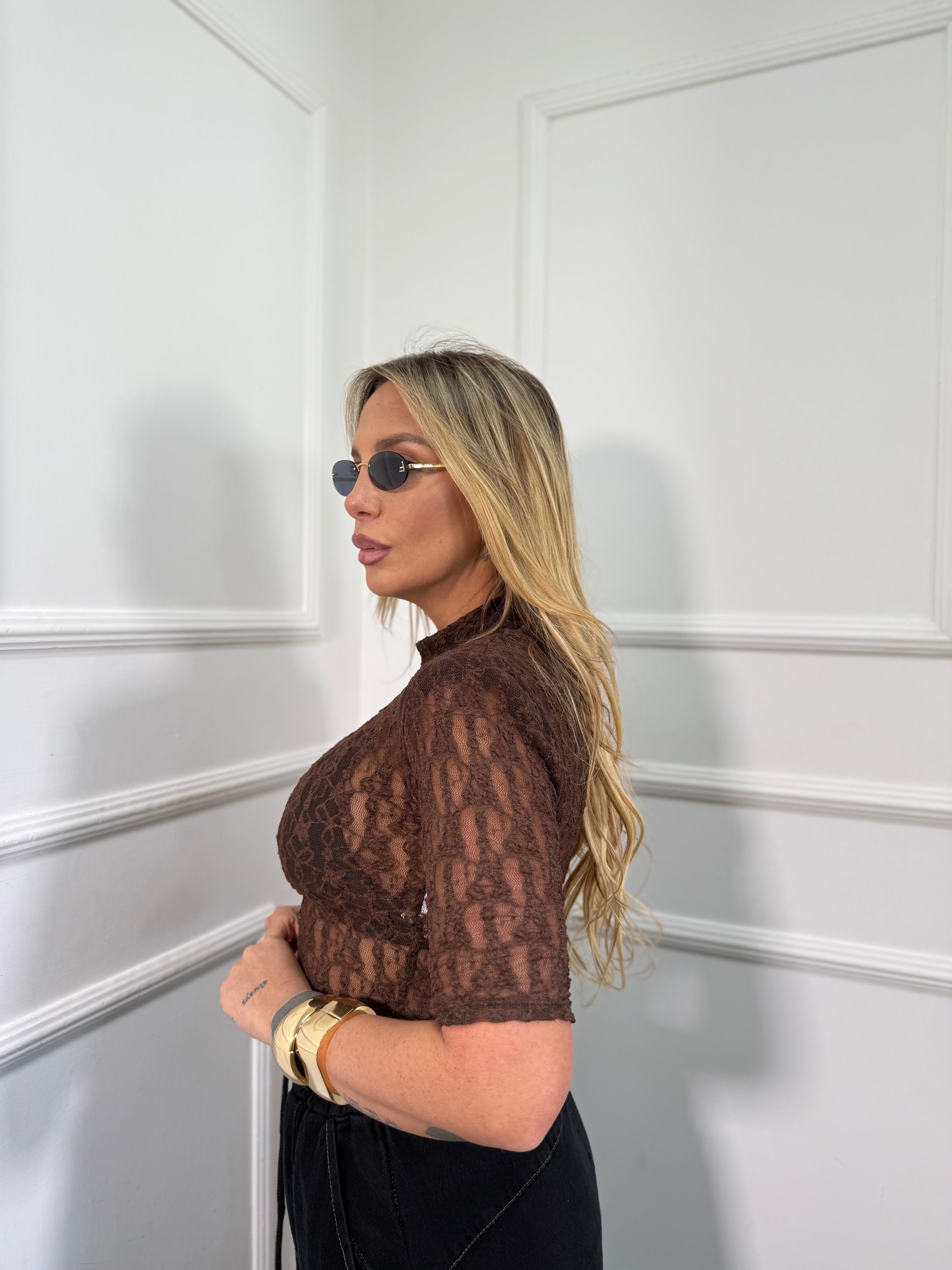 Body pizzo mezza manica con spalline Tuiga (vari colori) 16621