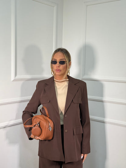 Tailleur balloon Eva cioccolato 4080