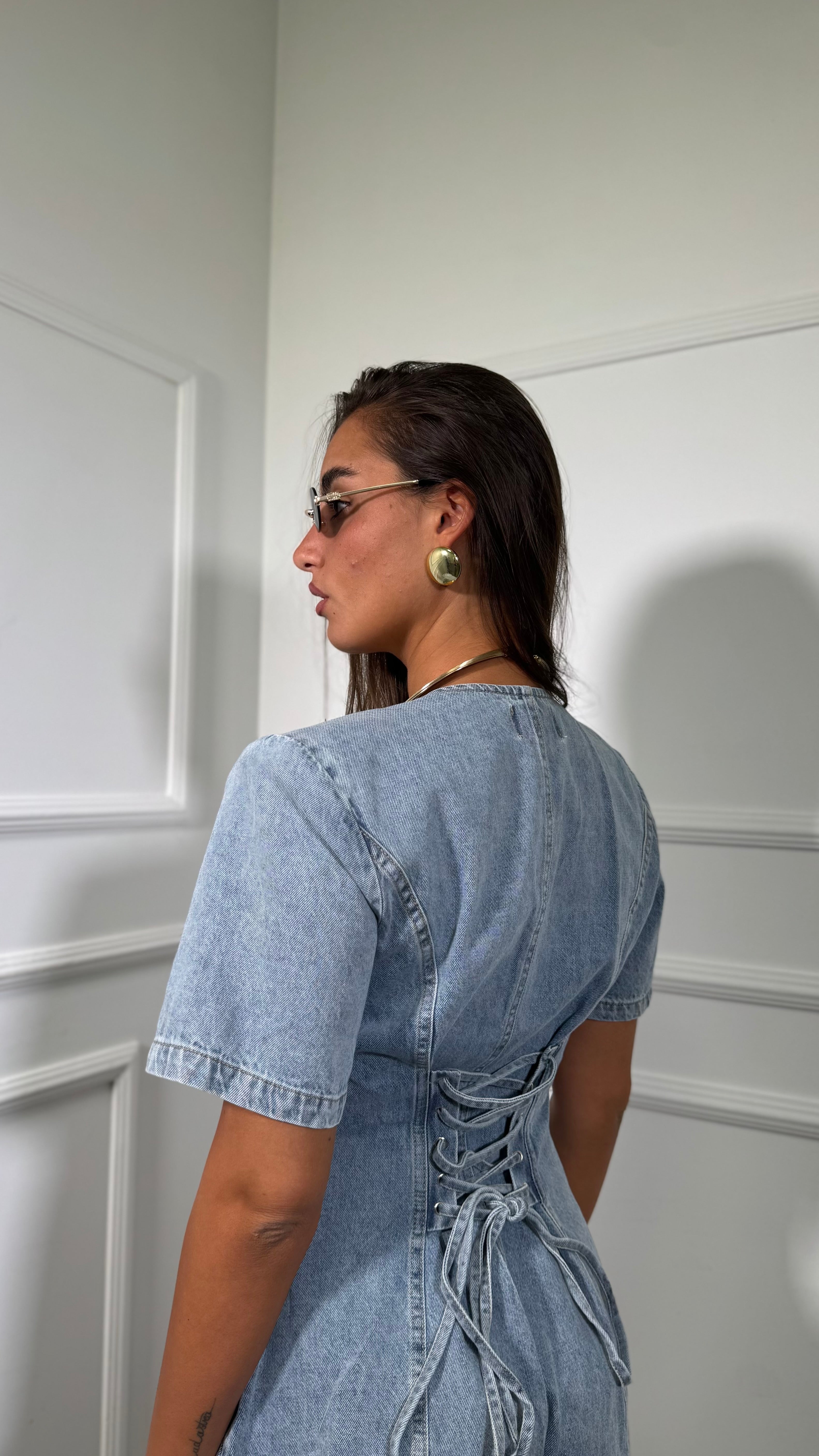 Jumpsuit  in denim con spalline Cindy 06713