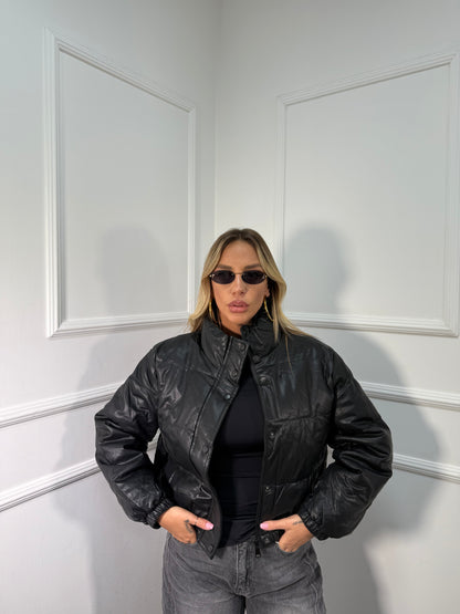 Bomber crop ecopelle Meghan nero 21216