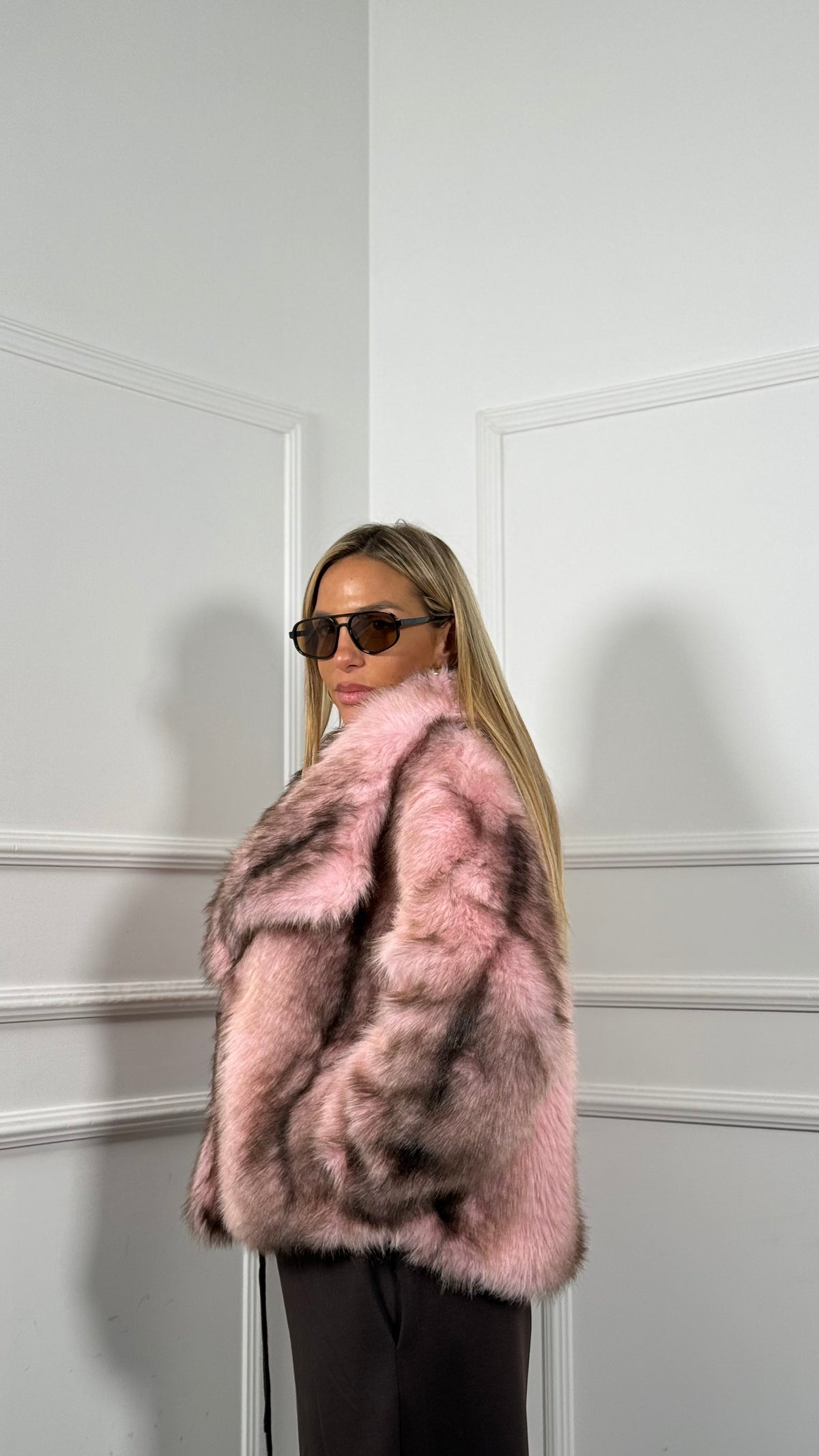 Ecofur bicolor Helsinki rosa/marrone zns0003