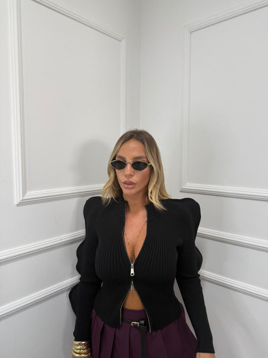 Maglioncino con zip Waves nero 0829