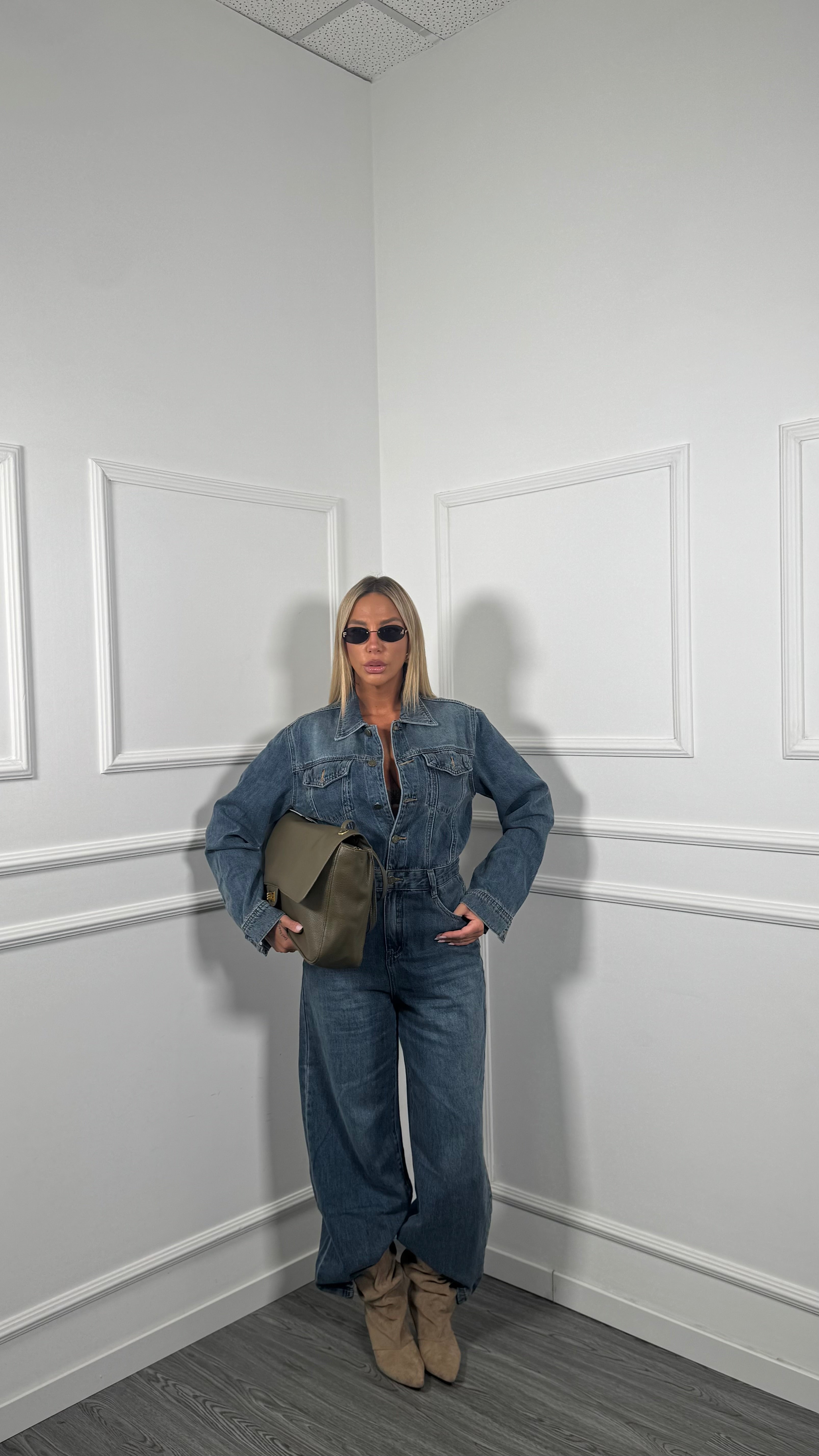 Jumpsuit in Denim lavaggio medio Debby h7106