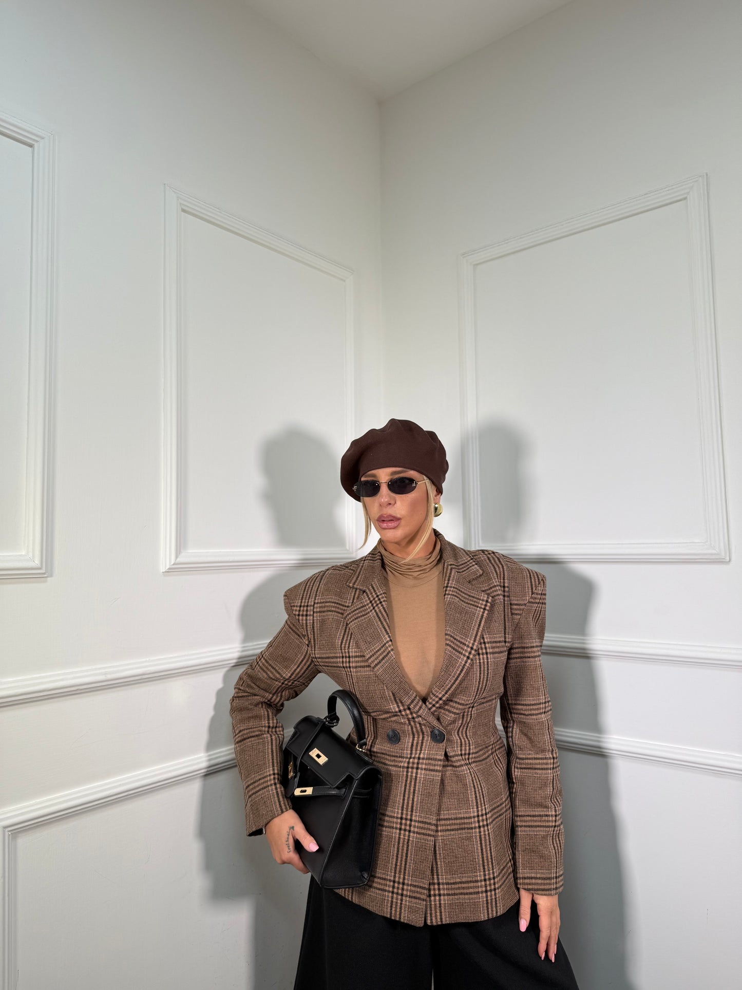 Blazer scozzese avvitato Parisienne marrone 251363