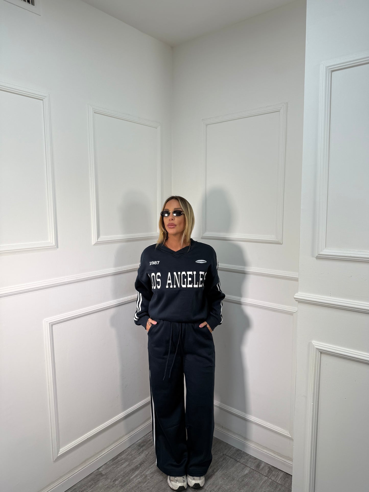 Coordinato in tuta Los Angeles blu navy rt723