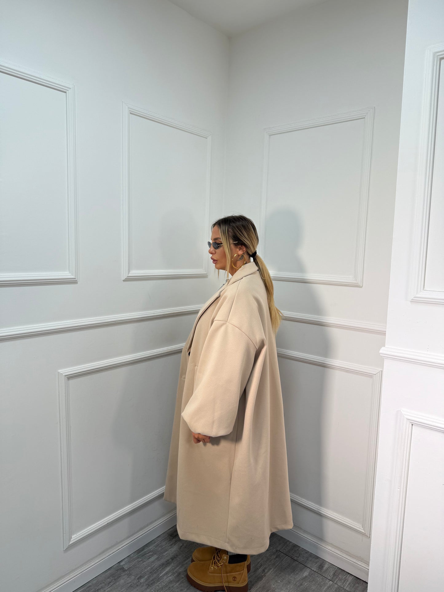 Maxi coat Favola panna 22301