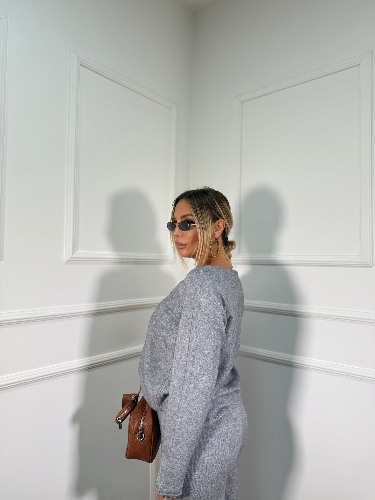 Coordinato in lana rasata Daily grigio 0810