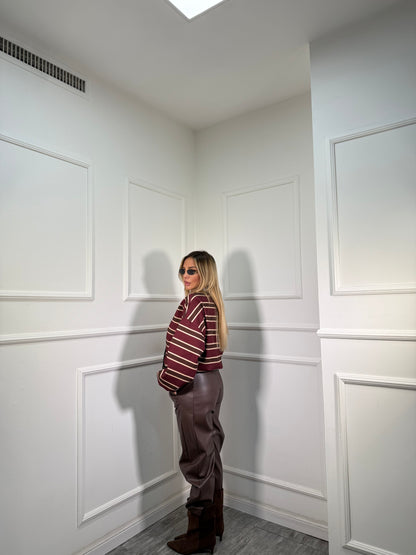 Pantaloni baggy ecopelle Sidney cacao