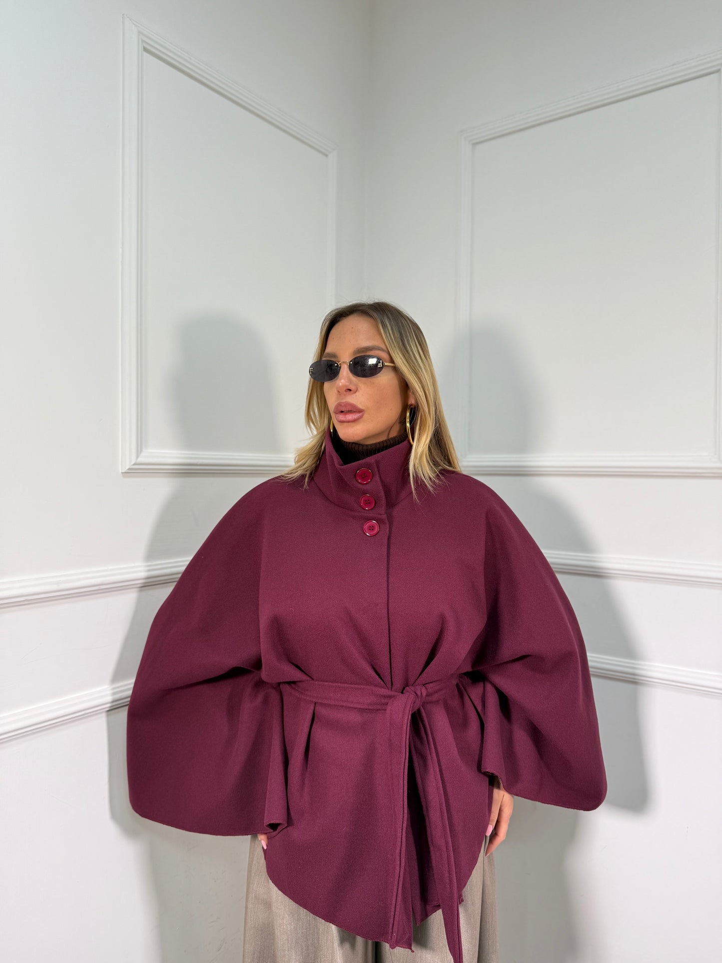 Mantella cappotto Georgette bordeaux 25978