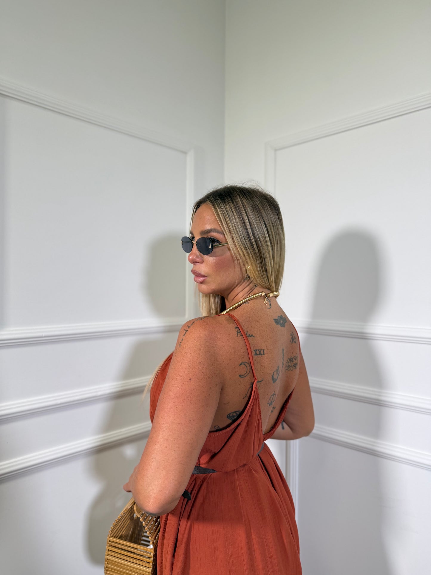 Jumpsuit a sacco in viscosa Belinda coccio 5661