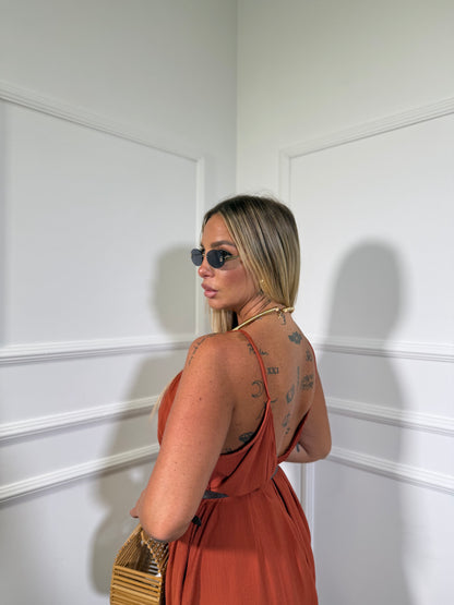 Jumpsuit a sacco in viscosa Belinda coccio 5661