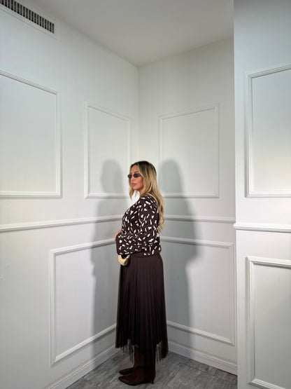 Coordinato 2pezzi in tulle maculato Giselle cioccolato 23200