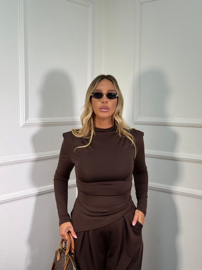 Coordinato in lycra con spalline marrone Madrid 16557