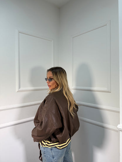 Giacca ecopelle Sidney moca premium quality har005