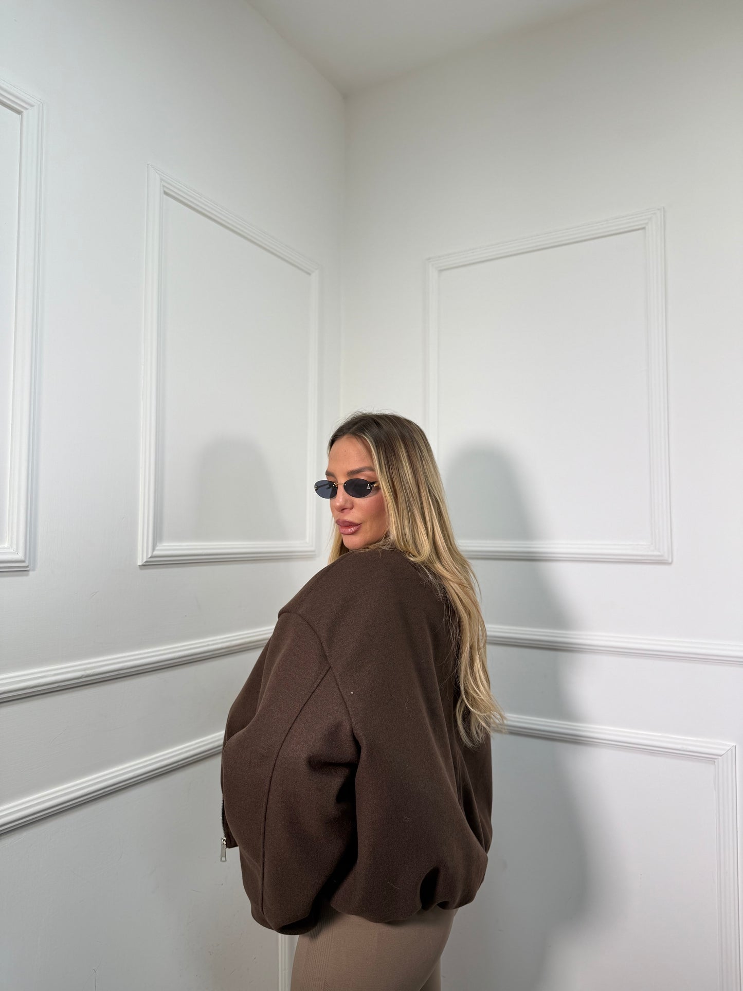 Bomber oversize lana cotta Travel cioccolato 312