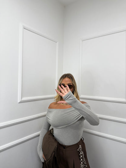 Shirt scollo a barca in viscosa Brendy grigio ng3811