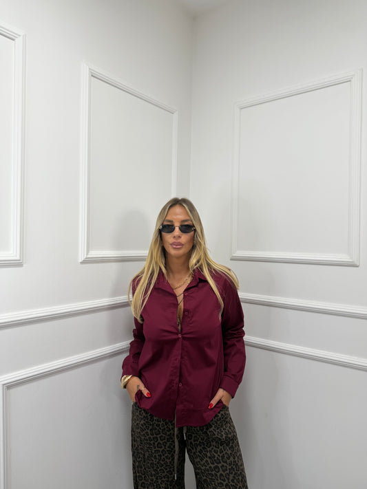 Camicia in cotone Work bordeaux 3264