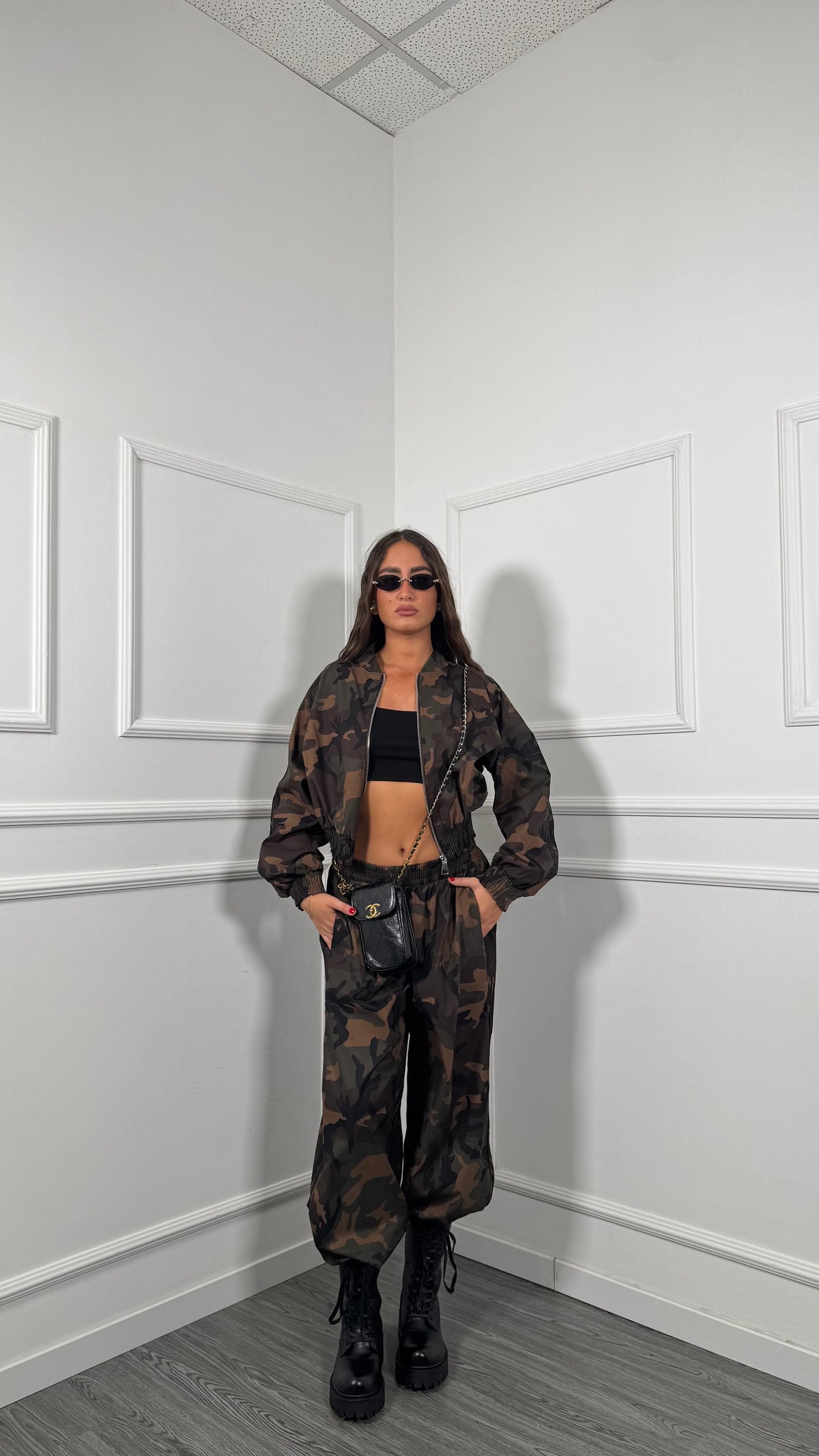 Coordinato tuta tessuto tecnico militare Brandys 26301