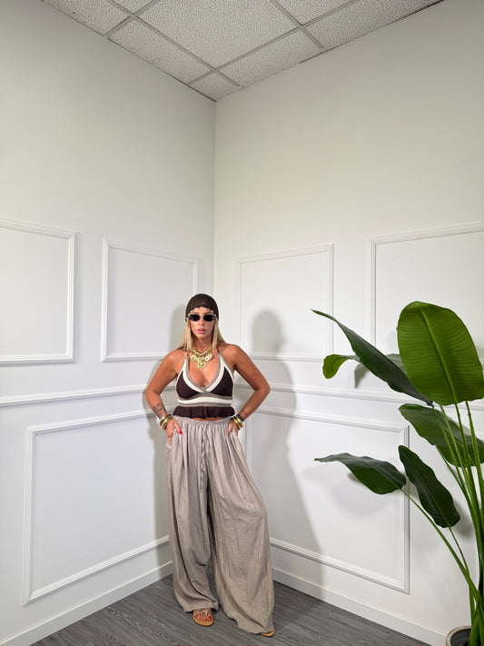 Pantaloni palazzo Malia taupe nf9297