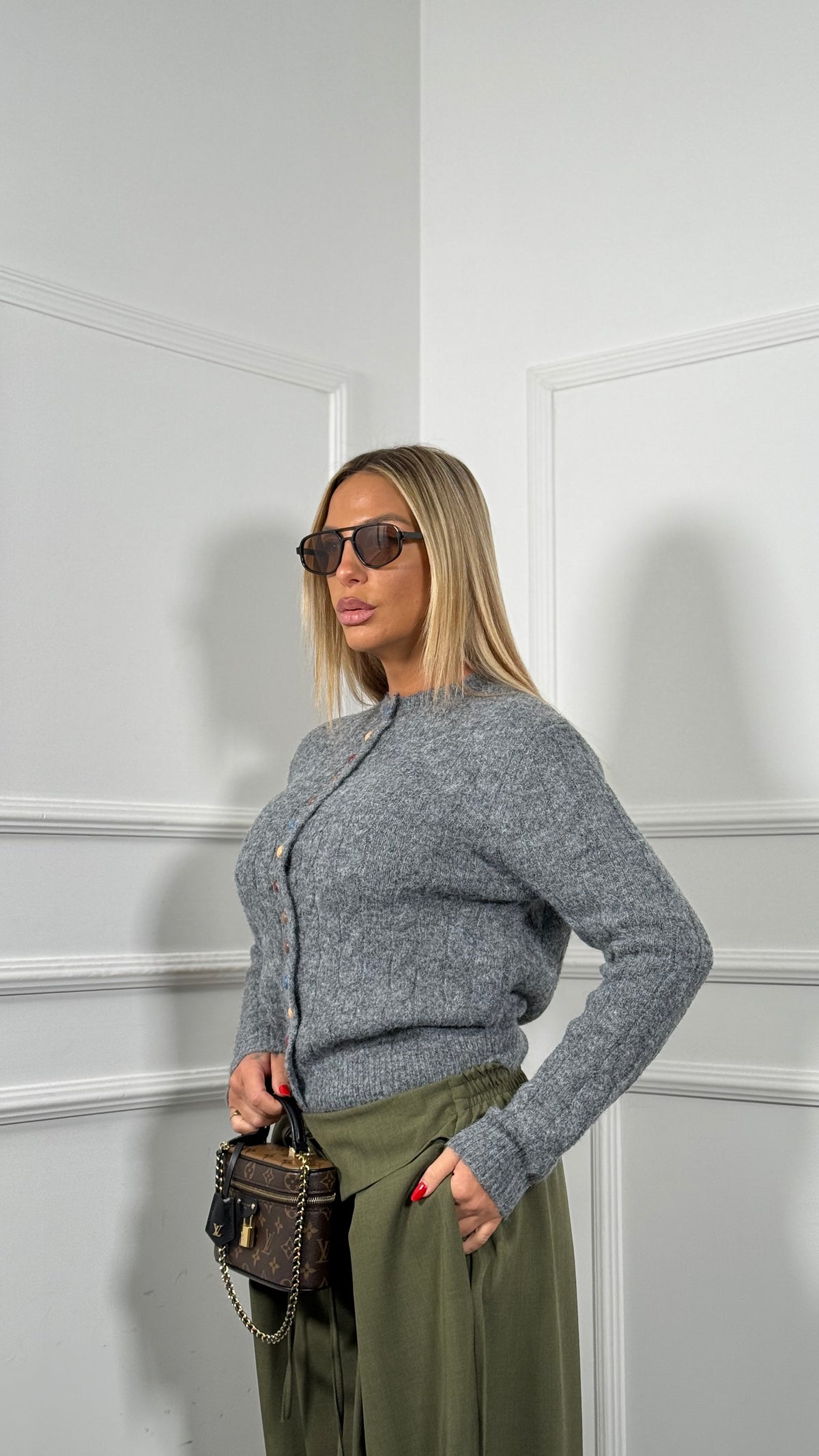 Cardigan misto lana Smarties grigio ty-6087