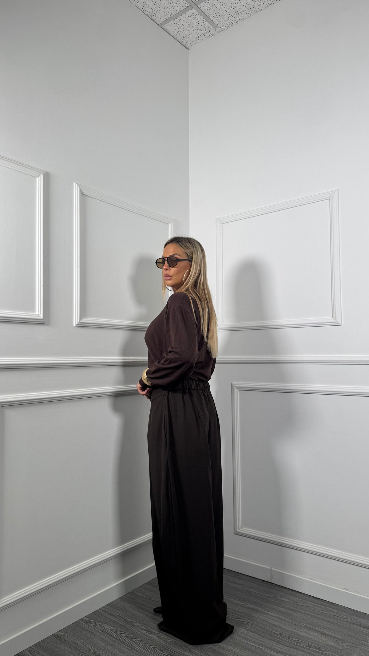 Pantaloni palazzo Curvy Olga cioccolato