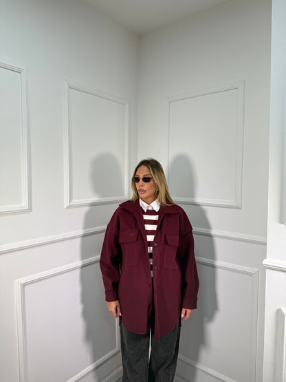 Giacca oversize in panno Brownies bordeaux 13388