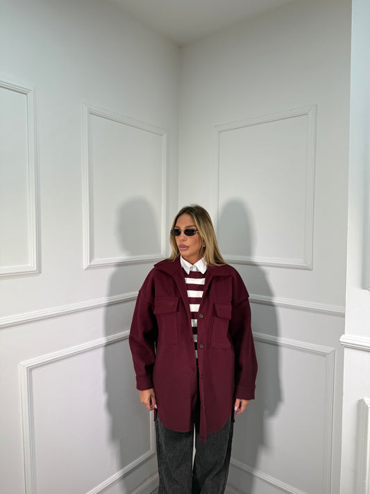 Giacca oversize in panno Brownies bordeaux 13388