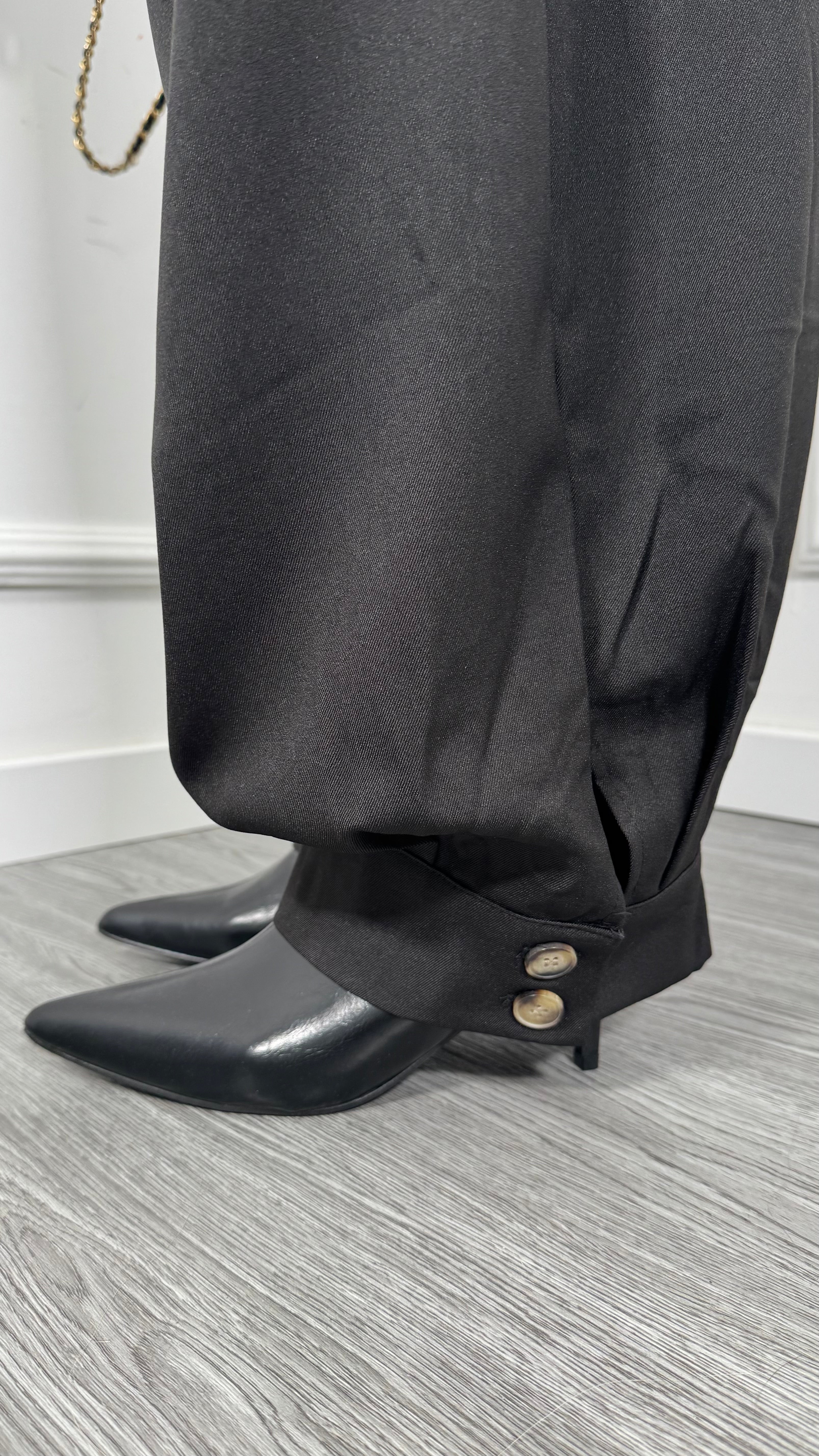 Pantaloni balloon in crepe con cintura nero 2858