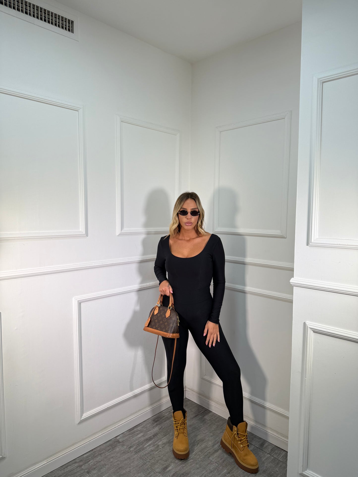 Coordinato in lycra con body Bond Street nero 5660