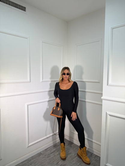 Coordinato in lycra con body Bond Street nero 5660