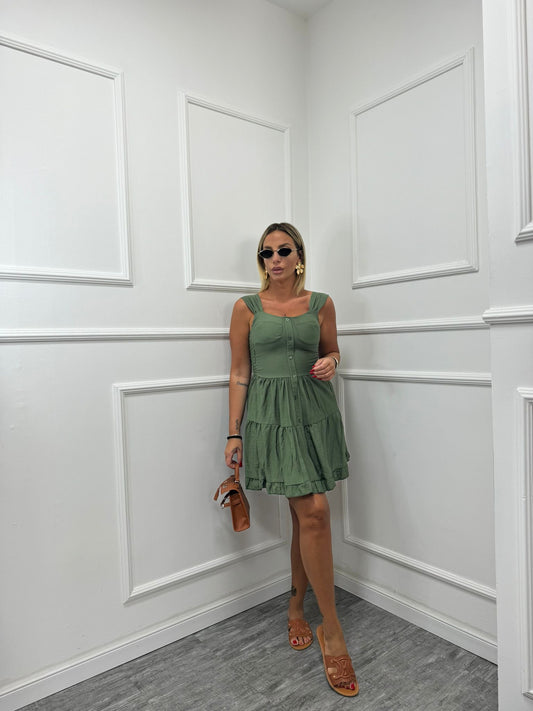 Dress bottoncini balze verde