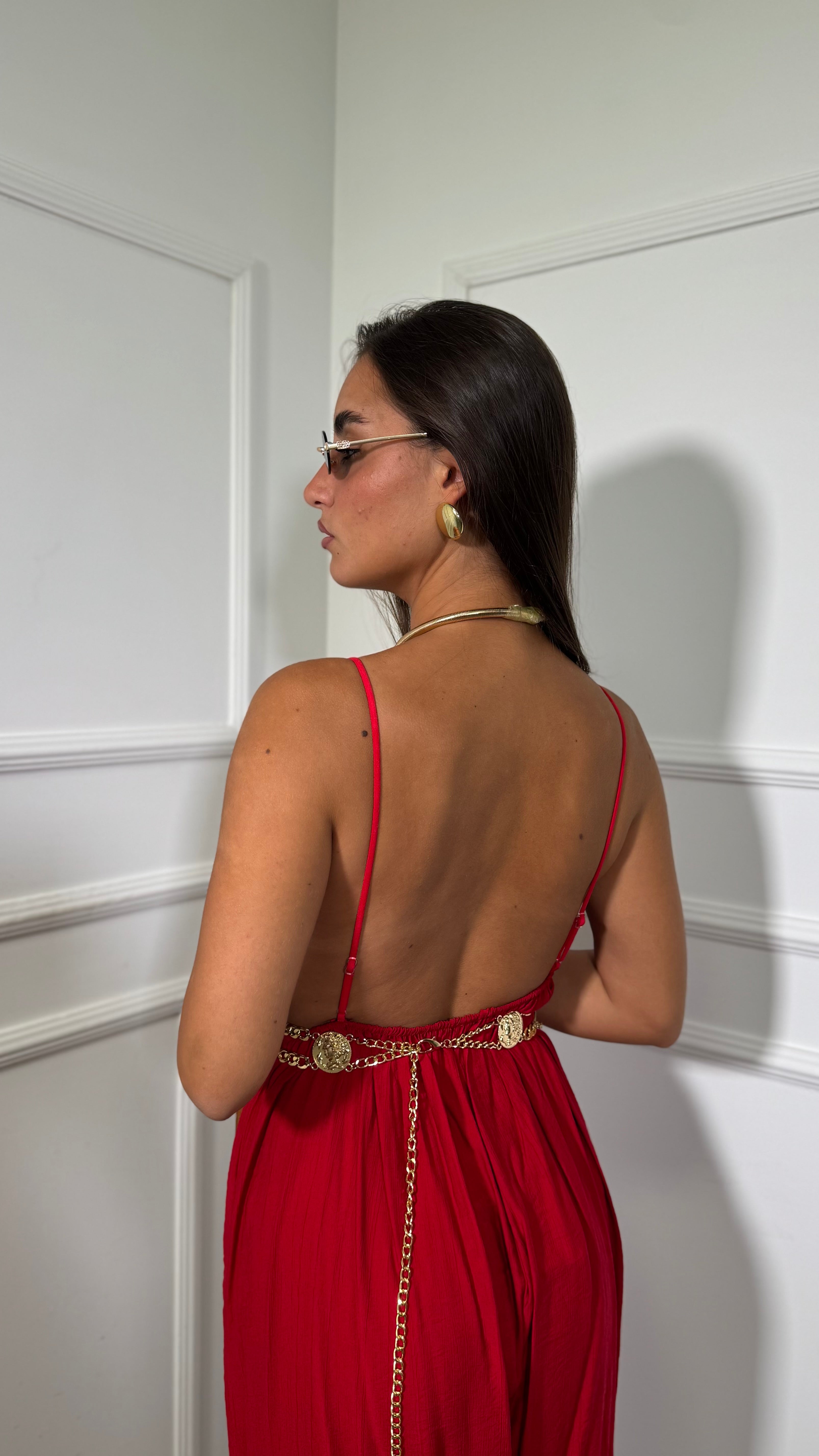 Jumpsuit balloon in viscosa Mirena rosso  nf9295