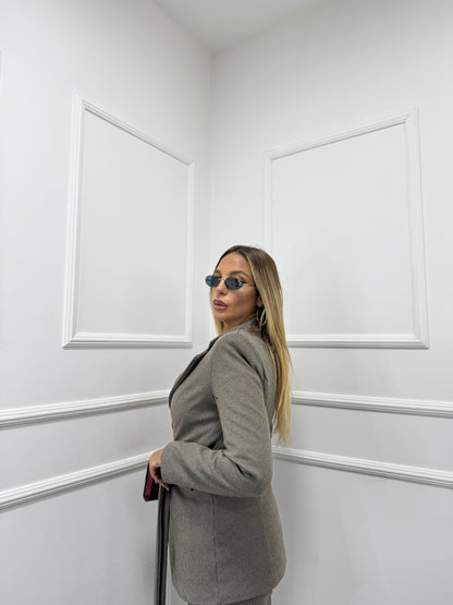 Tailleur pied de poule Mila beige 225842