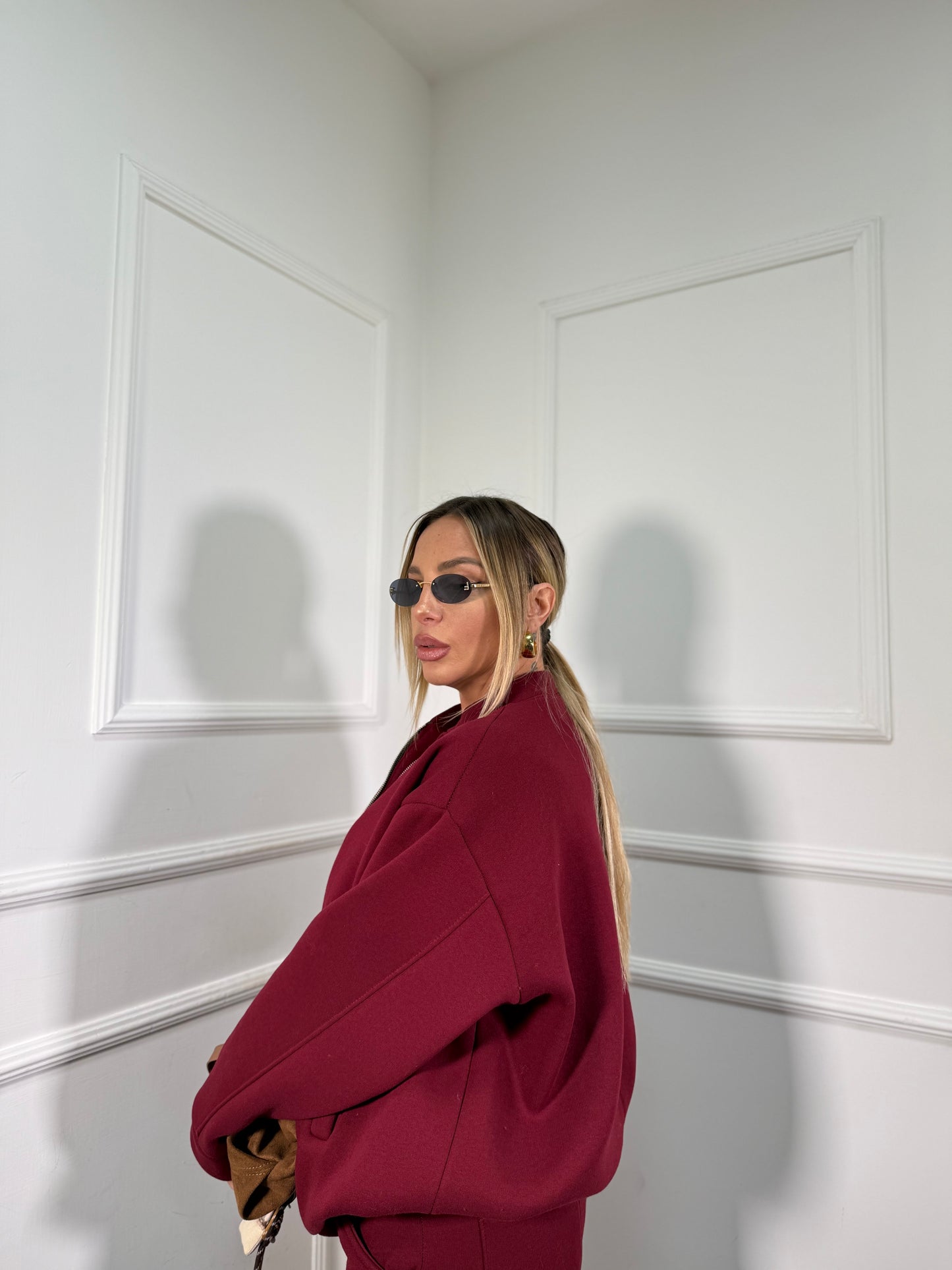 Coordinato tuta in pile Stoccolma bordeaux 22663