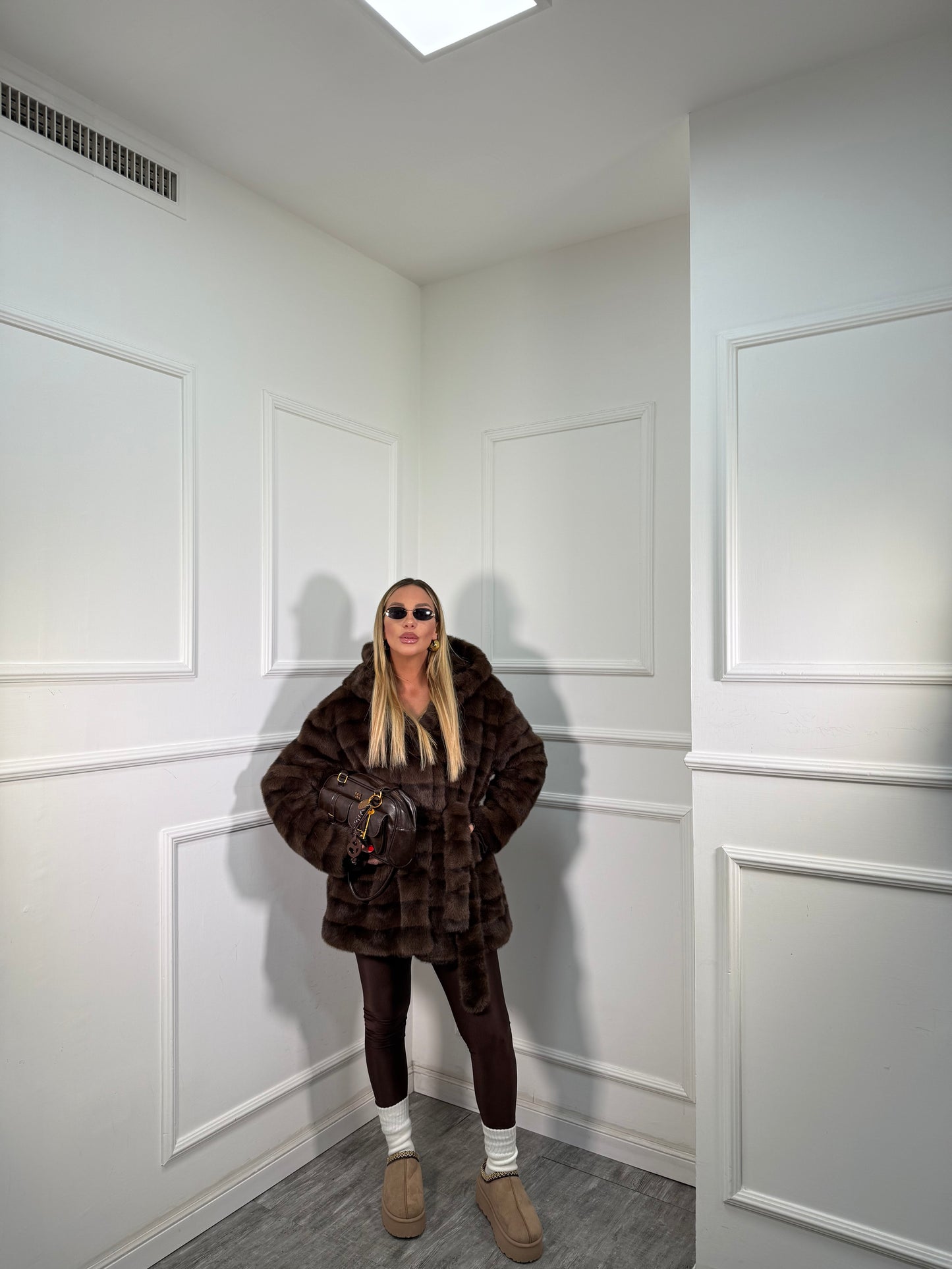 Ecofur Midi con cintura Norvegian cioccolato 5509