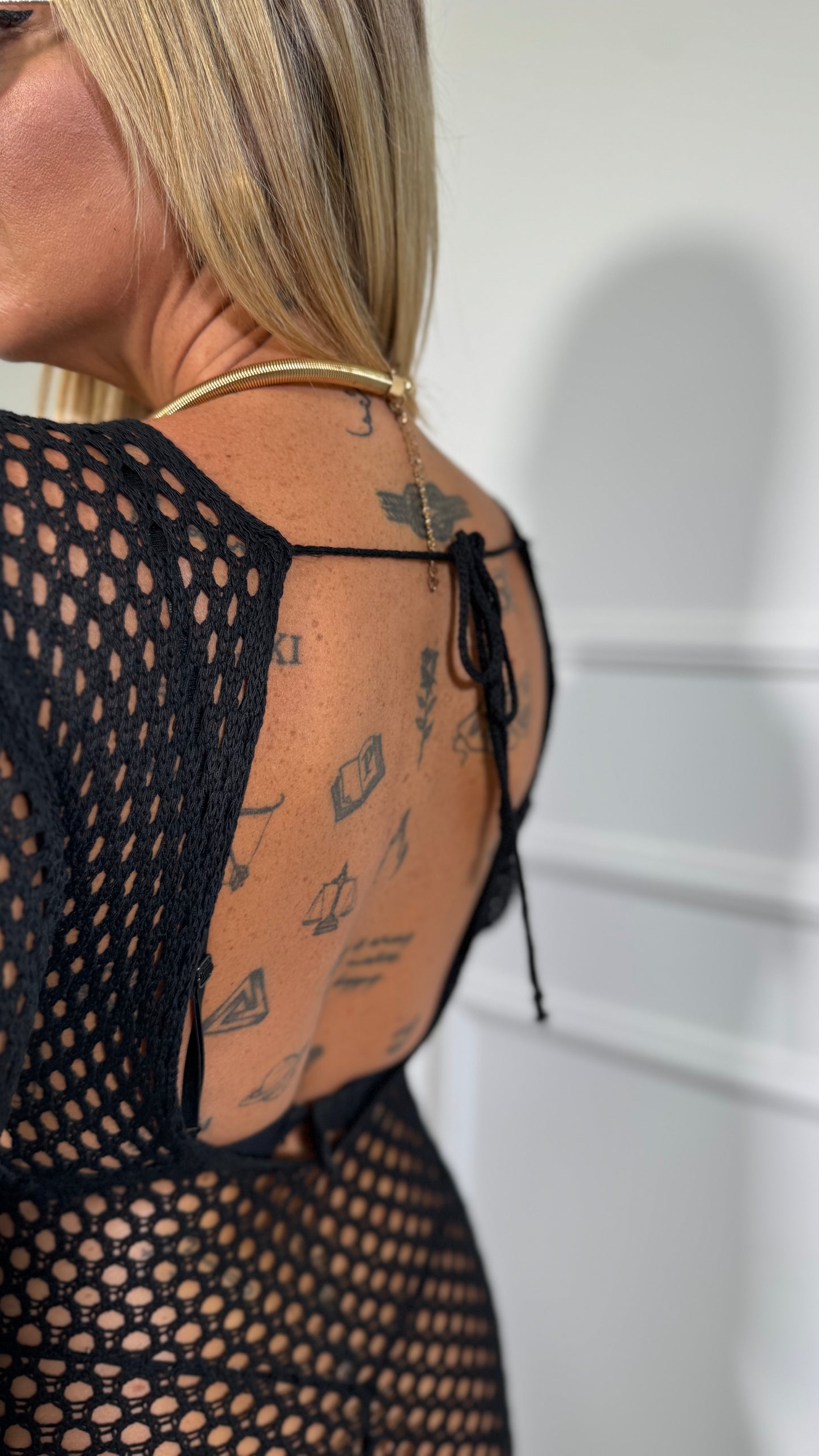 Abito midi in filo traforato Tequila nero 3266