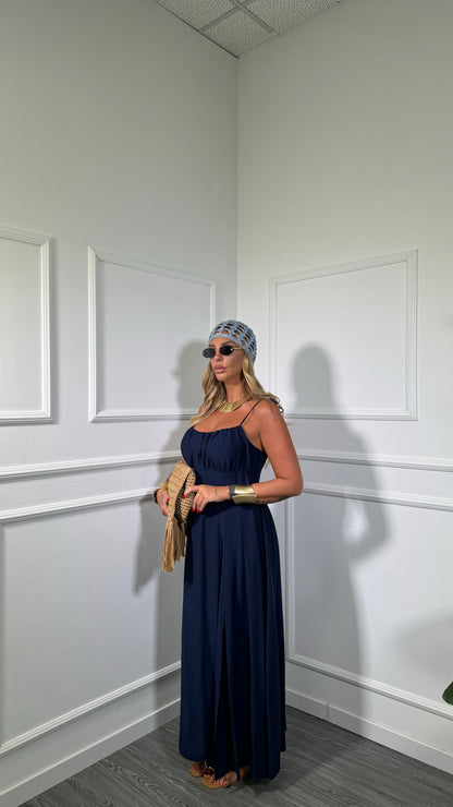 Abito midi misto lino (curvy) Ariel blu 333