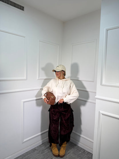 Jeans balloon denim e velluto Tonka bordeaux 6640