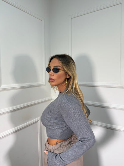 Maglioncino a costine con onda grigio jk8626