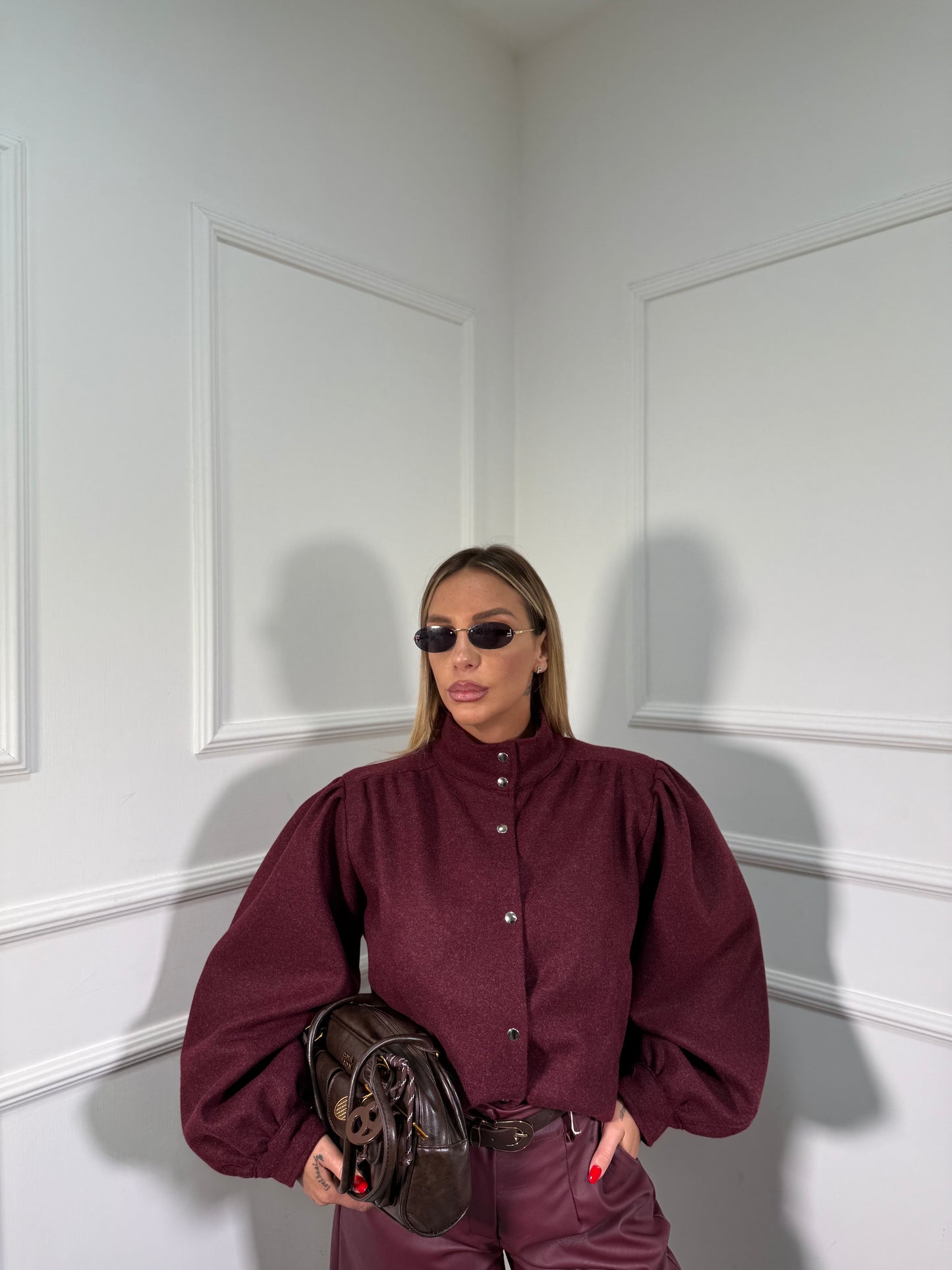 Bomber in lana cotta Cambridge bordeaux 6799